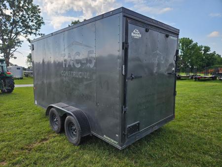 Used 2024 Rock Solid 7X14 TANDEM 7K CARGO W/BLACKOUT TRIM 7' HEIGHT & RAMP DOOR