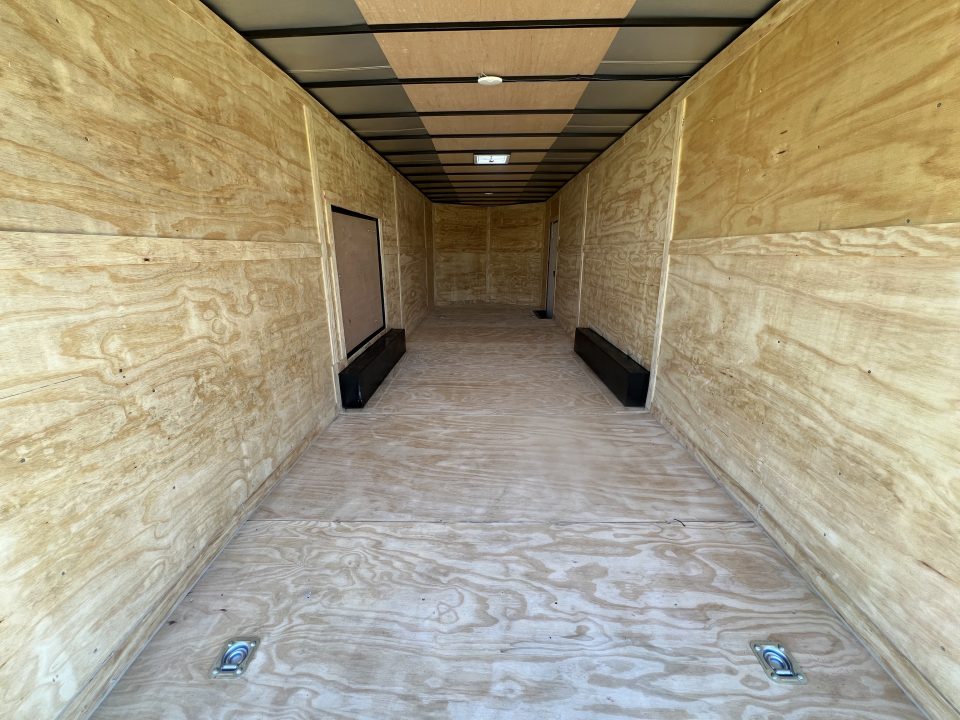 New 2027 South Georgia Cargo 8.5x28 Tandem Axle Enclosed Cargo Trailer – Charcoal Polycore Super Stealth Blackout Edition | 7'6" Interior, Escape Door & Rear Spoiler with LED Lights