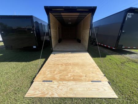 New 2027 South Georgia Cargo 8.5x28 Tandem Axle Enclosed Cargo Trailer – Charcoal Polycore Super Stealth Blackout Edition | 7'6" Interior, Escape Door & Rear Spoiler with LED Lights
