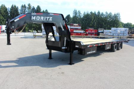 New 2026 Moritz FDGH Hydraulic Tail 32' GOOSENECK Deckover Flatbed Trailer- 25900# GVW