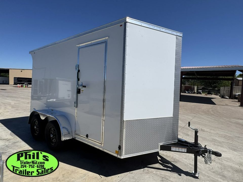 New 7X12 ENCLOSED TRAILER CARGO TRAILER DOUBLE DOORS Cargo / Enclosed Trailer SCREWLESS .080 EXTERIOR & REAR WING