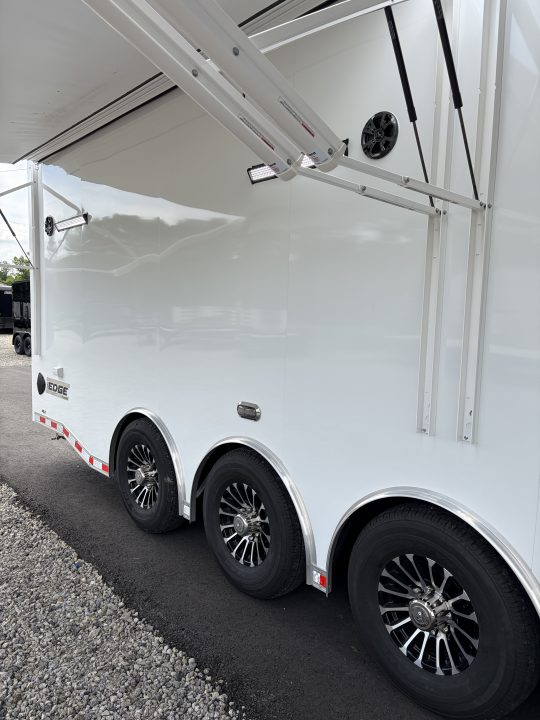 New 2027 Haulmark EDGE 28 Stacker Race Trailer, Finished Race Interior, 21K GVWR, Awnings, Lift