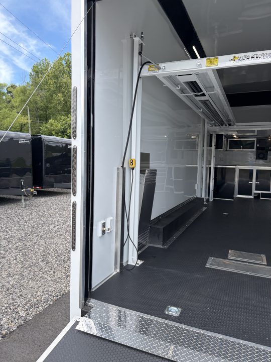 New 2027 Haulmark EDGE 28 Stacker Race Trailer, Finished Race Interior, 21K GVWR, Awnings, Lift