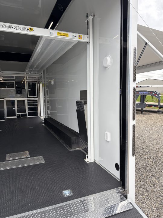 New 2027 Haulmark EDGE 28 Stacker Race Trailer, Finished Race Interior, 21K GVWR, Awnings, Lift