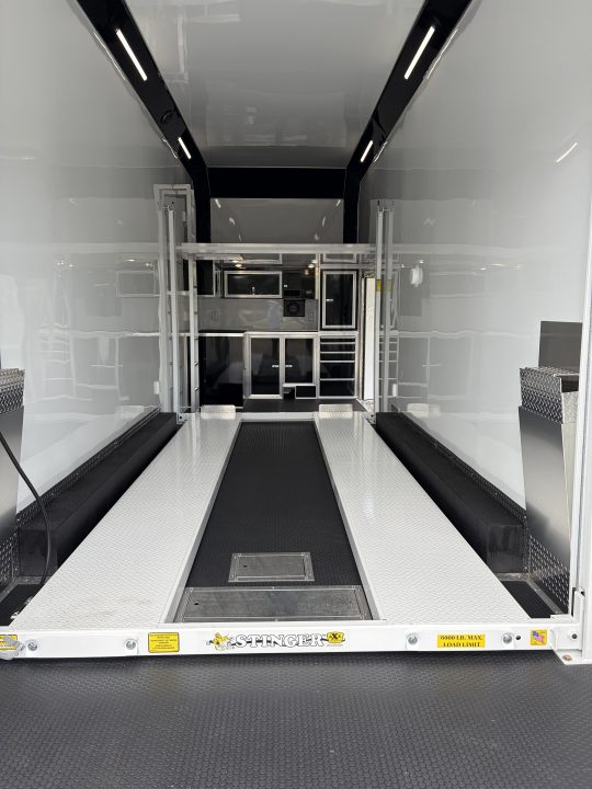 New 2027 Haulmark EDGE 28 Stacker Race Trailer, Finished Race Interior, 21K GVWR, Awnings, Lift