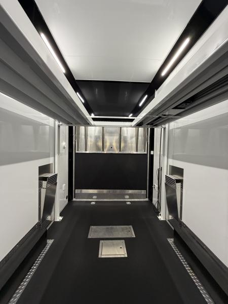New 2027 Haulmark EDGE 28 Stacker Race Trailer, Finished Race Interior, 21K GVWR, Awnings, Lift