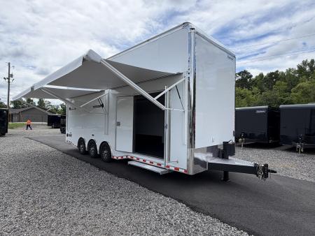 New 2026 Haulmark EDGE 28 Stacker Race Trailer, Finished Race Interior, 21K GVWR, Awnings, Lift, Premium Escape Door