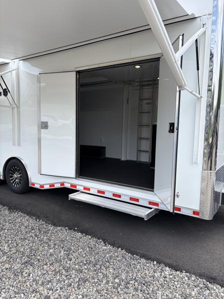 New 2027 Haulmark EDGE 28 Stacker Race Trailer, Finished Race Interior, 21K GVWR, Awnings, Lift