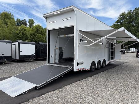 New 2027 Haulmark EDGE 28 Stacker Race Trailer, Finished Race Interior, 21K GVWR, Awnings, Lift