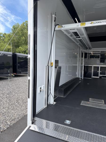 New 2027 Haulmark EDGE 28 Stacker Race Trailer, Finished Race Interior, 21K GVWR, Awnings, Lift