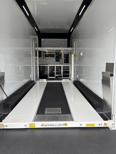 New 2027 Haulmark EDGE 28 Stacker Race Trailer, Finished Race Interior, 21K GVWR, Awnings, Lift