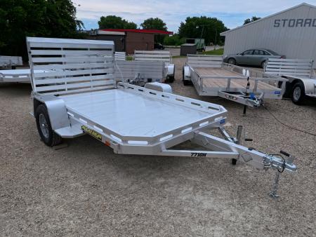 New 2027 Aluma 77 x 10 Heavy Single Axle Utility Trailer with Slotted Rail Side and Straight Gate - 2990lb. GVWR