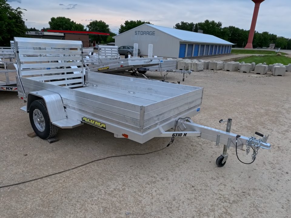 New 2027 Aluma 63 X 10 Heavy Single Axle Utility Trailer with Straight Tailgate , Solid Front and Sides