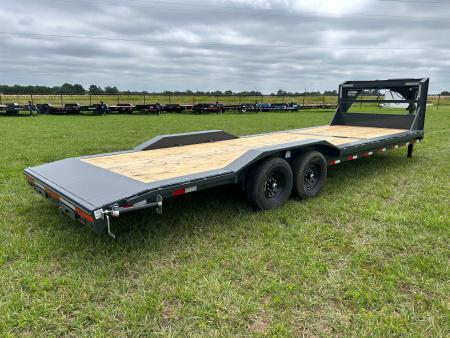 New 2026 Lamar 102x26 Tandem 14K GN Equipment Trailer w/ Drive Over Fenders, 2' Dove, & Slide In Ramps