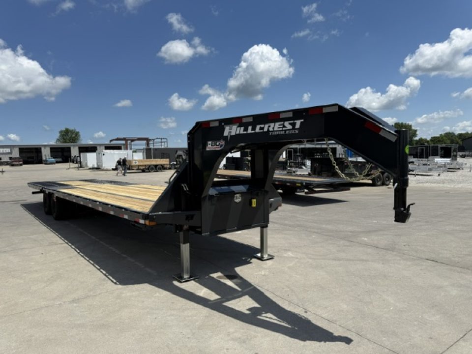 New 2026 Hillcrest Black-Grey 102"x24'+12' 25.9k Gooseneck Flatbed Deckover Trailer