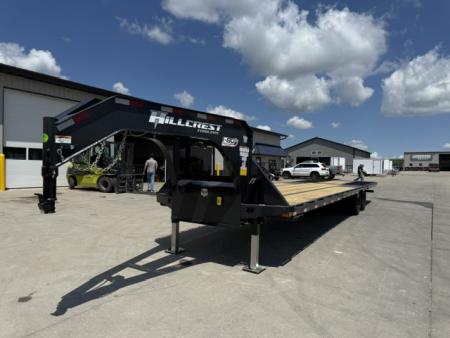 New 2026 Hillcrest Black-Grey 102 x24'+12' 25.9k Gooseneck Flatbed Deckover Trailer