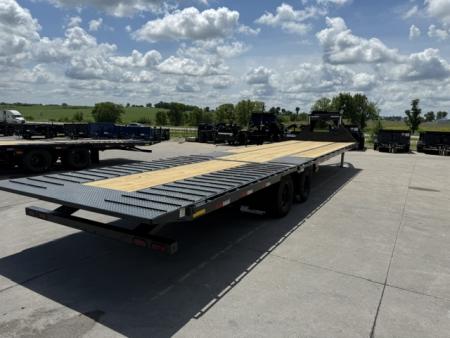 New 2026 Hillcrest Black-Grey 102"x24'+12' 25.9k Gooseneck Flatbed Deckover Trailer