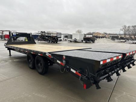 New 2026 Hillcrest Black-Grey 20'+5' 15.9k Gooseneck Flatbed Deckover Trailer
