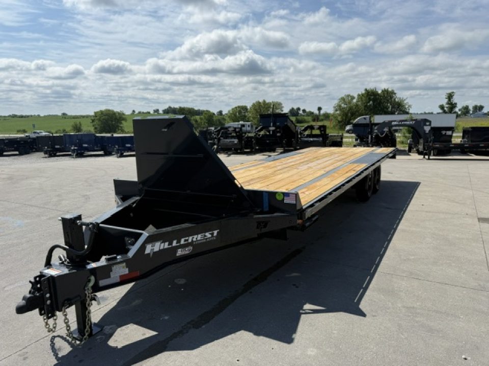 New 2026 Hillcrest Black-Grey 102"x25' 15.4k Bumper Pull Straight Flatbed Deckover Trailer