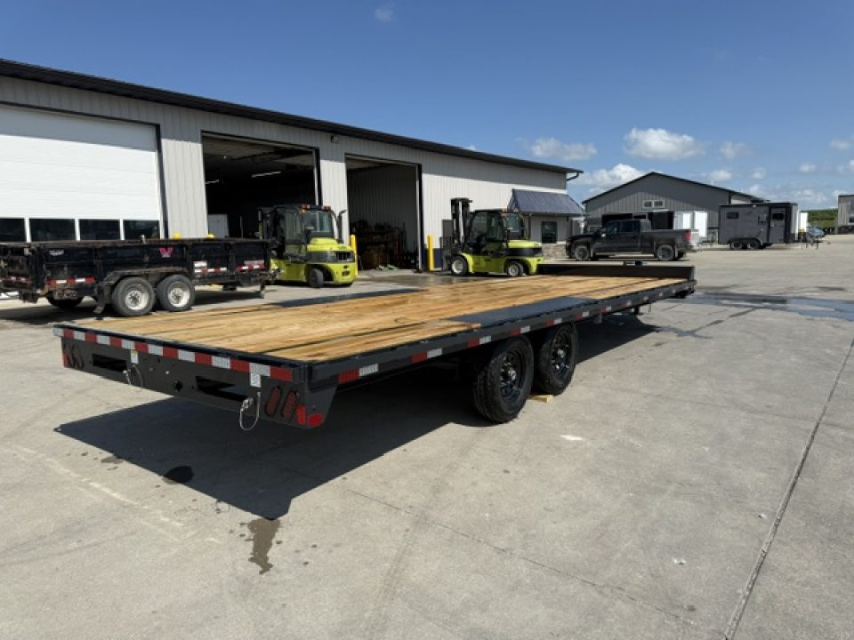 New 2026 Hillcrest Black-Grey 102"x25' 15.4k Bumper Pull Straight Flatbed Deckover Trailer