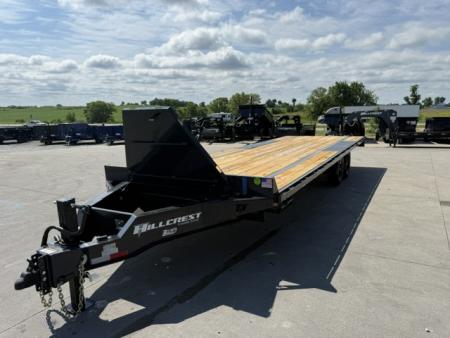 New 2026 Hillcrest Black-Grey 102"x25' 15.4k Bumper Pull Straight Flatbed Deckover Trailer
