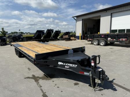 New 2026 Hillcrest Black-Grey 102 x25' 15.4k Bumper Pull Straight Flatbed Deckover Trailer