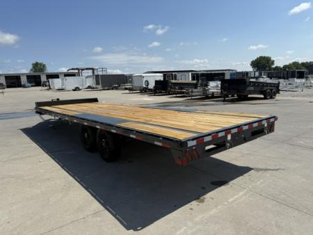 New 2026 Hillcrest Black-Grey 102"x25' 15.4k Bumper Pull Straight Flatbed Deckover Trailer