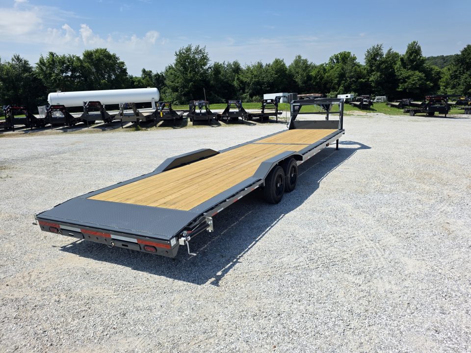 New 2026 Lamar 102X36 TANDEM 14K GOOSENECK LO-BOY CAR HAULER W/7K AXLES 2' STEEL DOVE 17.5"/16PLY & SLIDEOUT RAMPS