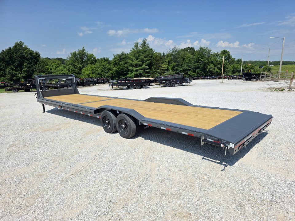 New 2026 Lamar 102X36 TANDEM 14K GOOSENECK LO-BOY CAR HAULER W/7K AXLES 2' STEEL DOVE 17.5"/16PLY & SLIDEOUT RAMPS