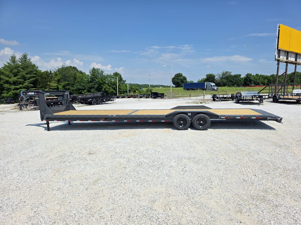 New 2026 Lamar 102X36 TANDEM 14K GOOSENECK LO-BOY CAR HAULER W/7K AXLES 2' STEEL DOVE 17.5"/16PLY & SLIDEOUT RAMPS