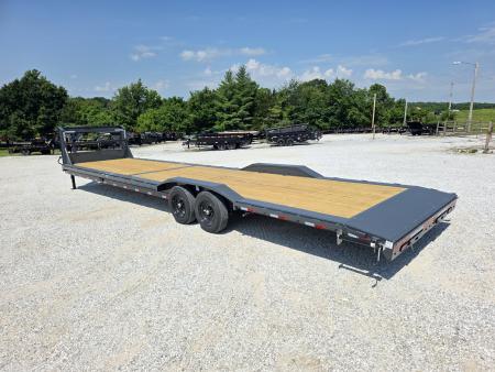 New 2026 Lamar 102X36 TANDEM 14K GOOSENECK LO-BOY CAR HAULER W/7K AXLES 2' STEEL DOVE 17.5"/16PLY & SLIDEOUT RAMPS