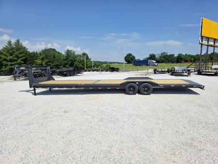 New 2026 Lamar 102X36 TANDEM 14K GOOSENECK LO-BOY CAR HAULER W/7K AXLES 2' STEEL DOVE 17.5"/16PLY & SLIDEOUT RAMPS