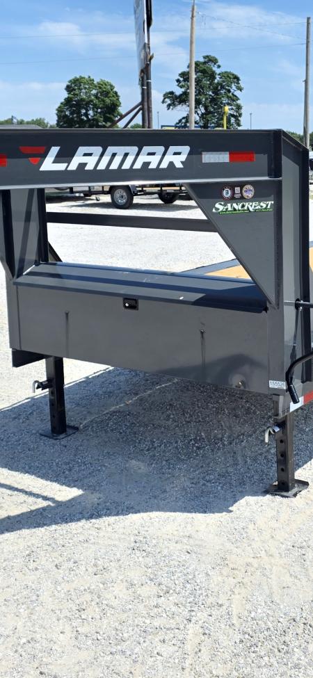 New 2026 Lamar 102X36 TANDEM 14K GOOSENECK LO-BOY CAR HAULER W/7K AXLES 2' STEEL DOVE 17.5"/16PLY & SLIDEOUT RAMPS