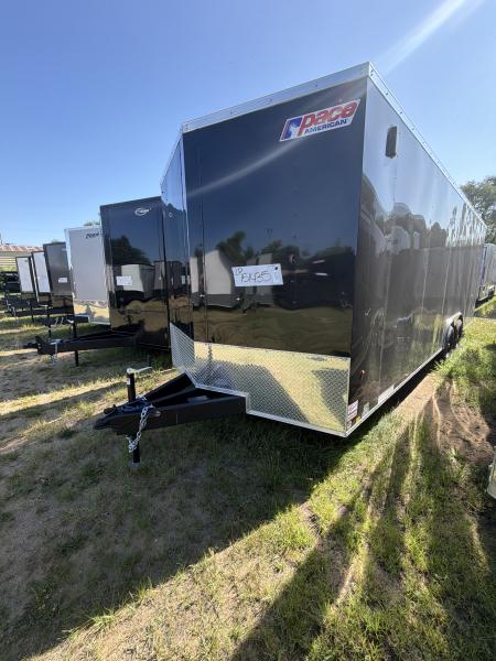 New 2026 Pace American 8.5 X 24 Outback DLX Flat Top V-Nose Car Hauler 10K (030 Black )