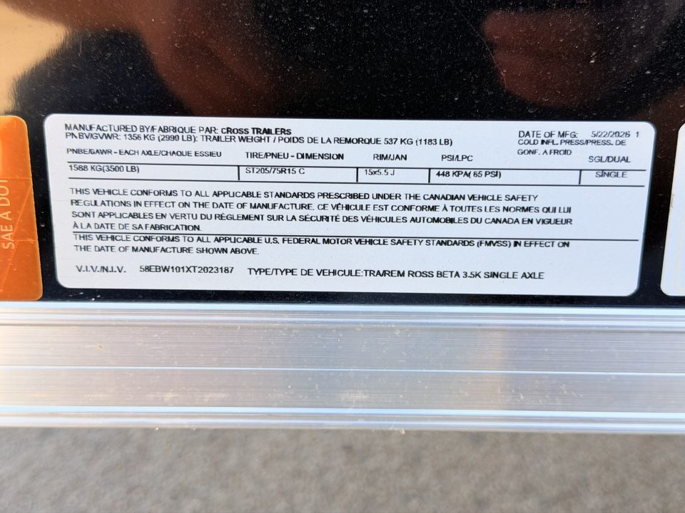 New 2026 Cross Trailers 4.5-10-1.5V Enclosed 3K GVWR