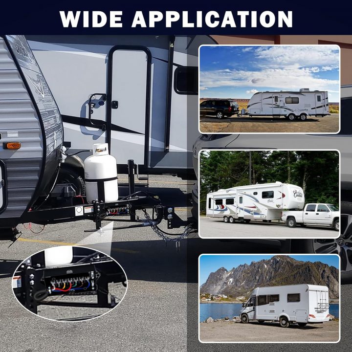 New 2026 Trailer Wiring 7 Way Harness Kit 8 FT Trailer Cord with 7 Pin Trailer Plug and Junction Box Kit Premium Light and Brake Wiring Wires for Trailer RV Accessories