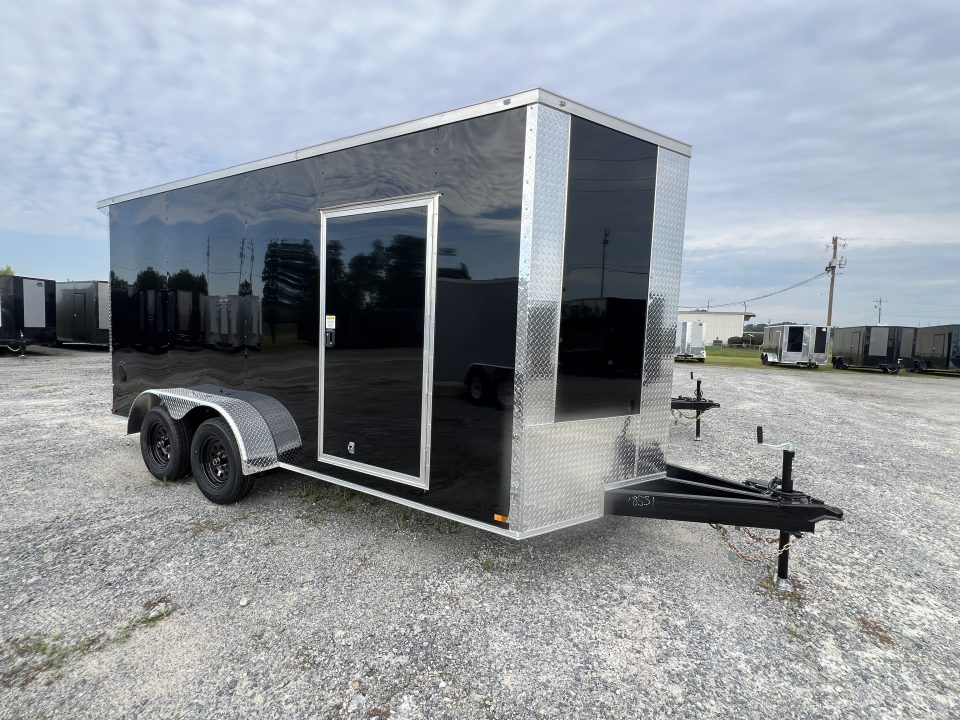 New 2027 Titanium 7x16TA Cargo / Enclosed Trailer Black Polycore Cargo / Enclosed Trailer /Spoiler & Lights / Extended Tongue
