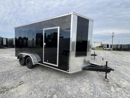 New 2027 Titanium 7x16TA Cargo / Enclosed Trailer Black Polycore Cargo / Enclosed Trailer /Spoiler & Lights / Extended Tongue