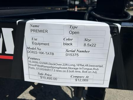New 2026 Premier Trailers Inc. 8.5X22 Deck Over 16,000 lb. GVWR Equipment Trailer