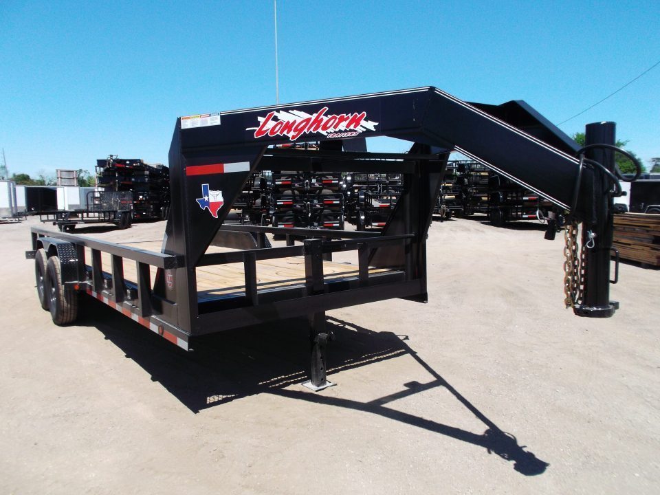 New 2026 Longhorn Trailers 83x20 Gooseneck 14K Utility Trailer / Lowboy Trailer / 7000# Axles / 3" Square Tubing / 5ft Heavy Duty Stow Away Ramps / LED Lights