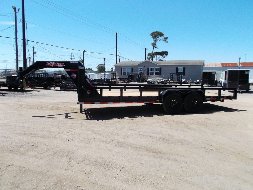 New 2026 Longhorn Trailers 83x20 Gooseneck 14K Utility Trailer / Lowboy Trailer / 7000# Axles / 3" Square Tubing / 5ft Heavy Duty Stow Away Ramps / LED Lights
