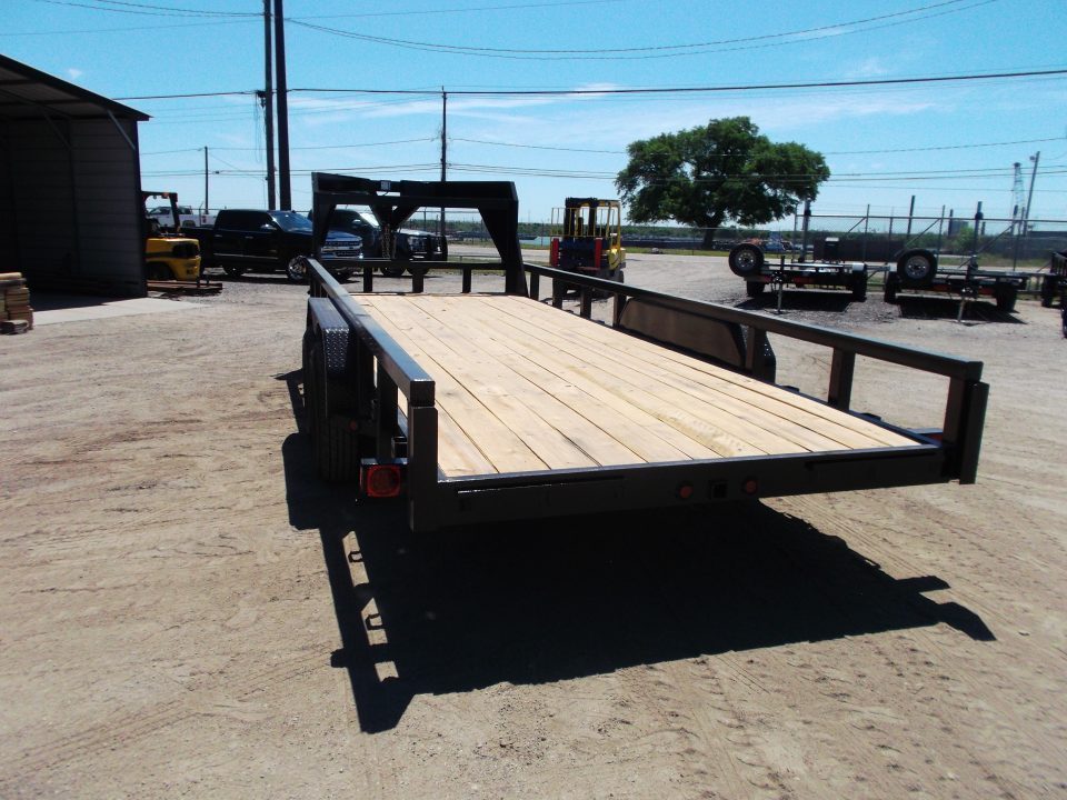 New 2026 Longhorn Trailers 83x20 Gooseneck 14K Utility Trailer / Lowboy Trailer / 7000# Axles / 3" Square Tubing / 5ft Heavy Duty Stow Away Ramps / LED Lights