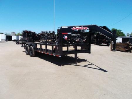 New 2026 Longhorn Trailers 83x20 Gooseneck 14K Utility Trailer / Lowboy Trailer / 7000# Axles / 3" Square Tubing / 5ft Heavy Duty Stow Away Ramps / LED Lights