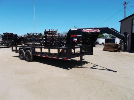New 2026 Longhorn Trailers 83x20 Gooseneck 14K Utility Trailer / Lowboy Trailer / 7000# Axles / 3" Square Tubing / 5ft Heavy Duty Stow Away Ramps / LED Lights