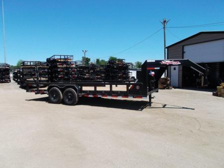 New 2026 Longhorn Trailers 83x20 Gooseneck 14K Utility Trailer / Lowboy Trailer / 7000# Axles / 3" Square Tubing / 5ft Heavy Duty Stow Away Ramps / LED Lights