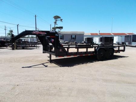 New 2026 Longhorn Trailers 83x20 Gooseneck 14K Utility Trailer / Lowboy Trailer / 7000# Axles / 3" Square Tubing / 5ft Heavy Duty Stow Away Ramps / LED Lights