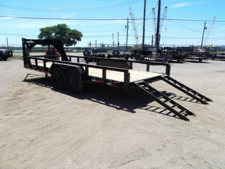 New 2026 Longhorn Trailers 83x20 Gooseneck 14K Utility Trailer / Lowboy Trailer / 7000# Axles / 3" Square Tubing / 5ft Heavy Duty Stow Away Ramps / LED Lights