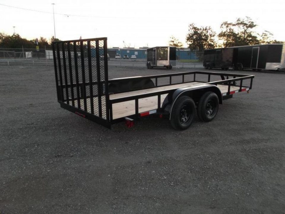 New 2026 Longhorn Trailers 83x14 Tandem Axle Utility Trailer / Lowboy Utility Trailer / 4ft Heavy Duty Ramp Gate / Electric Brakes / LED Lights