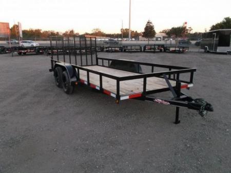 New 2026 Longhorn Trailers 83x14 Tandem Axle Utility Trailer / Lowboy Utility Trailer / 4ft Heavy Duty Ramp Gate / Electric Brakes / LED Lights