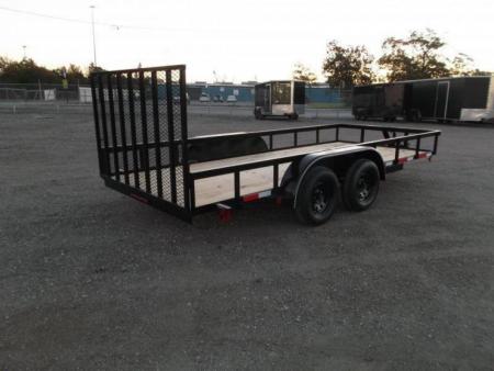 New 2026 Longhorn Trailers 83x14 Tandem Axle Utility Trailer / Lowboy Utility Trailer / 4ft Heavy Duty Ramp Gate / Electric Brakes / LED Lights
